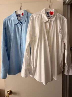 Old Navy Women's Button-Down Shirt Duo – White & Light Blue
